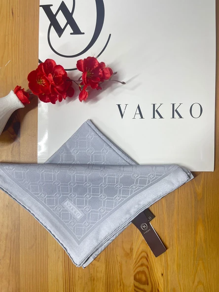Vakko Jakar İpek Eşarp Açık Gri