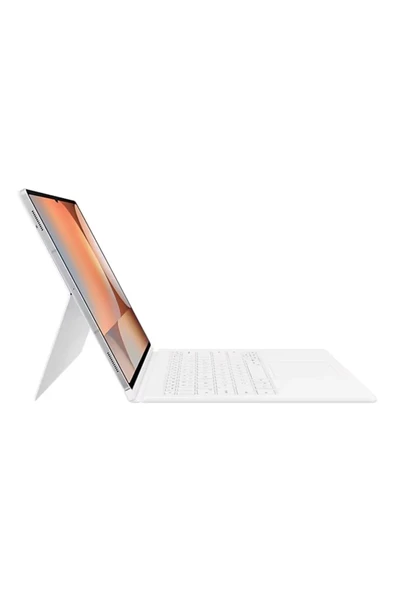 Samsung Galaxy Tab S10 / S9 Ultra Klavyeli Mousepadli Kılıf Beyaz - Resim 7