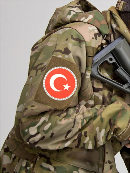 Türkiye Bayrak Yuvarlak - Cırt - Patch - Peç - Arma - 8 cm - 5