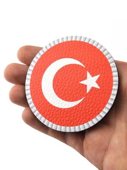 Türkiye Bayrak Yuvarlak - Cırt - Patch - Peç - Arma - 8 cm - 4