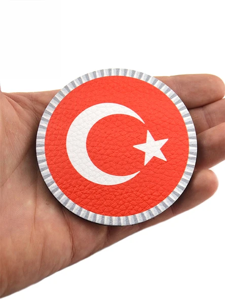 Türkiye Bayrak Yuvarlak - Cırt - Patch - Peç - Arma - 8 cm - 3