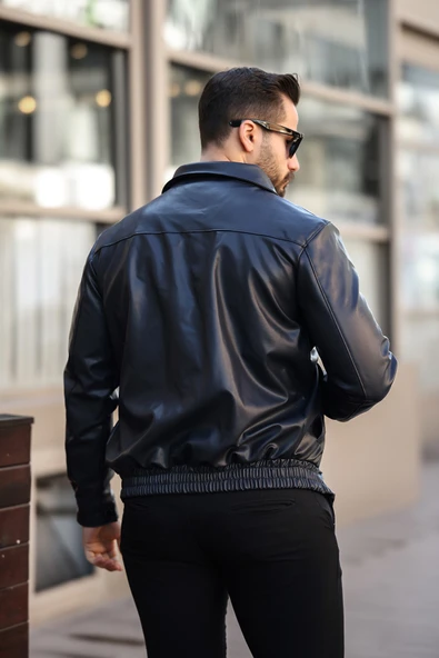 Erkek Siyah Deri Ceket - 2