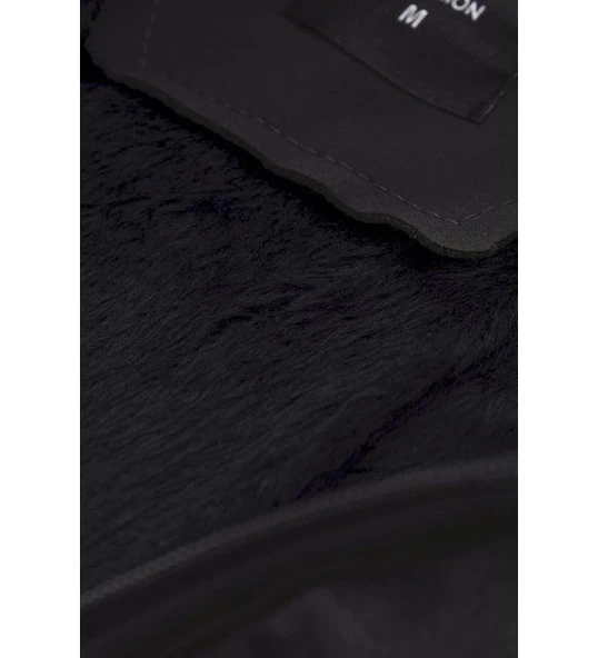 Kürklü Su ve Rüzgar Geçirmez Siyah Softshell Kışlık Erkek Mont - 9