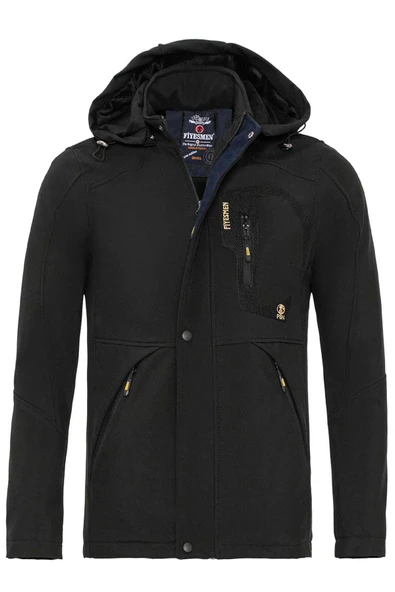 Kürklü Siyah Softshell Su ve Rüzgar Geçirmez Mont