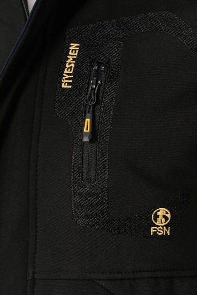 Kürklü Su ve Rüzgar Geçirmez Siyah Softshell Kışlık Erkek Mont - 2