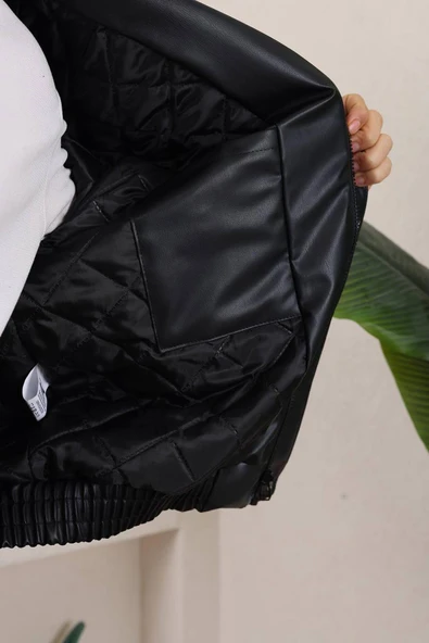 Erkek Oversize Siyah Deri Ceket - 5