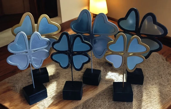 kırılmaz polyester,2 li yonca figürlü beyaz renk biblo - Resim 3