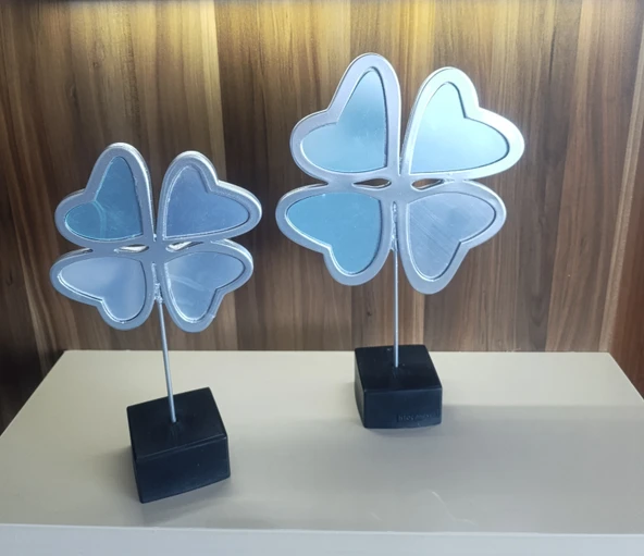 kırılmaz polyester,2 li yonca figürlü beyaz renk biblo - Resim 2