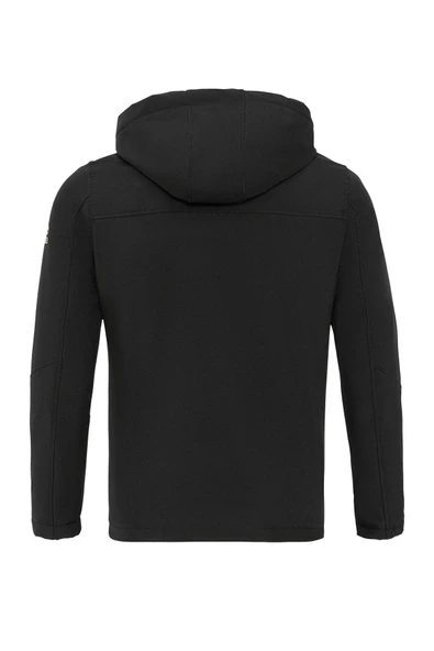 Kürklü Su ve Rüzgar Geçirmez Siyah Softshell Kışlık Erkek Mont - 7