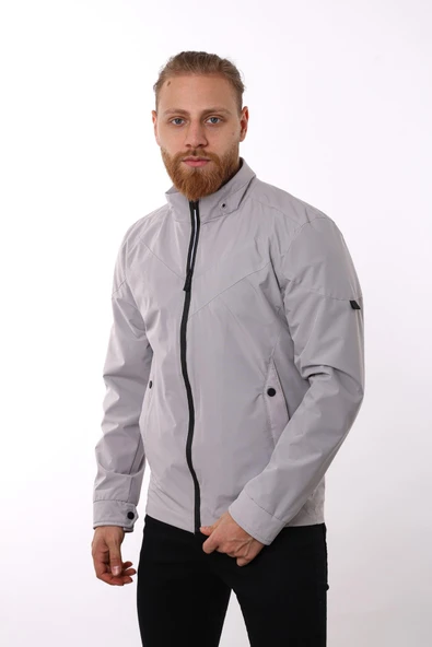 Regular Fit Erkek Krem Fermuarlı Ceket F04000 - 3