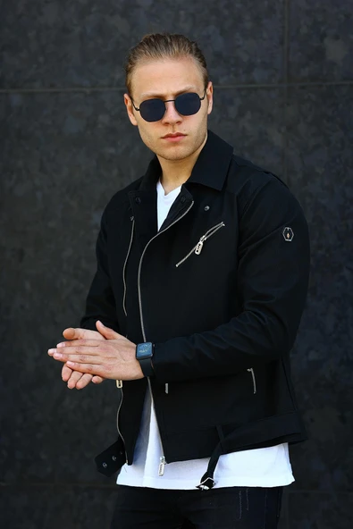 Yeni Sezon Erkek Siyah Deri Ceket - 3