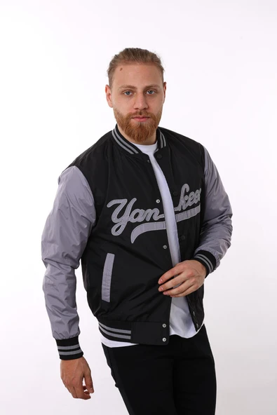 Siyah Yankees Baskılı Ceket F01000 - 2