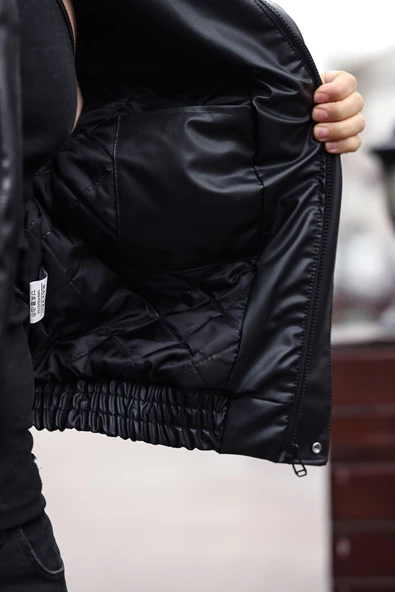 Vintage Erkek Siyah Deri Ceket - 4