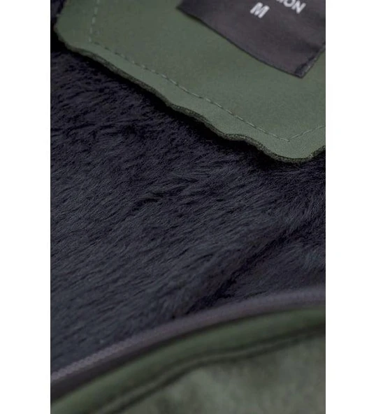 Su ve Rüzgar Geçirmez Kürklü Haki Softshell Erkek Ceket - 9