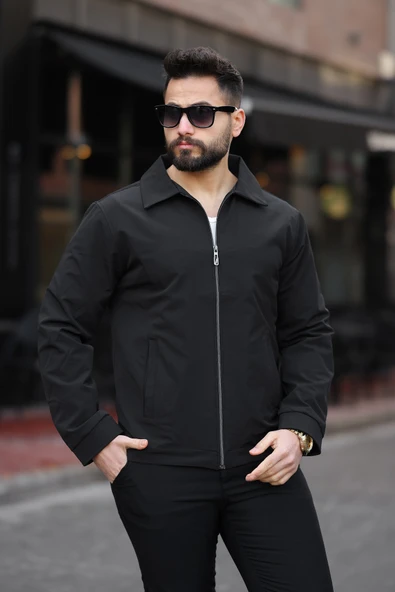 Erkek Özel Premium Seri Düz Model Klasik Yaka Siyah Ceket