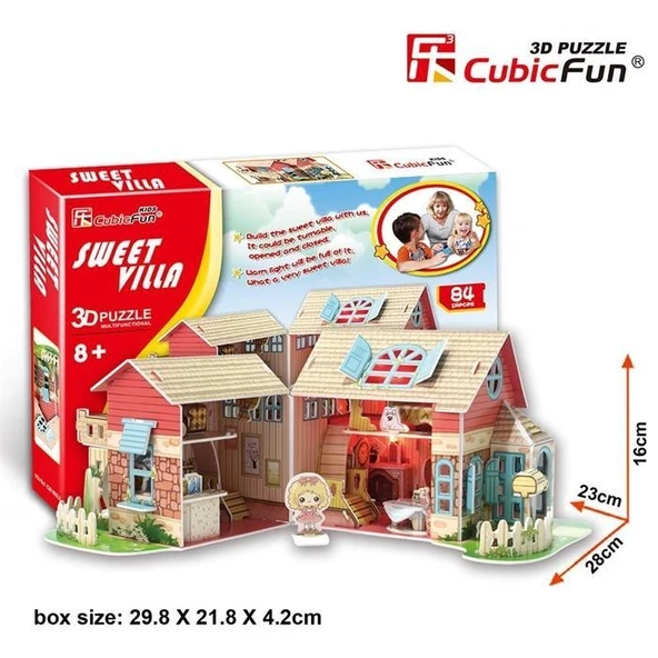 Cubic Fun 3D 84 Parça Puzzle Sevimli Villa Bebek Evi
