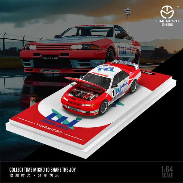 TimeMicro 1:64 Nissan GTR 32 Beyaz ve Kırmızı UJ Racing