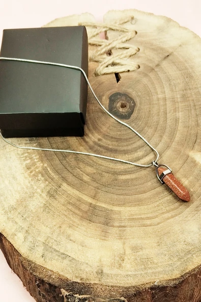 Yıldız Taşı Doğal Taşı Zincirli El Yapımı Tasarımlı Kolye Uç: 3,5 cm Zincir: 20 cm Kutulu - 4