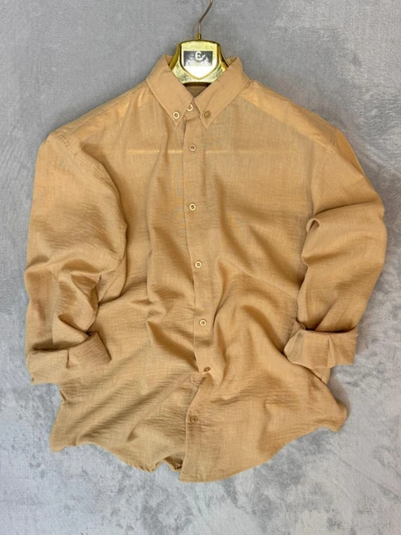 Yazlık Bej Renk Erkek Gömlek