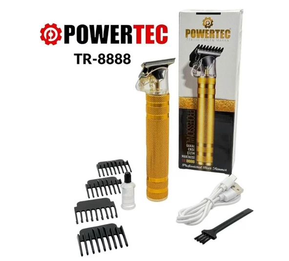 Powertec TR-8888 Profesyonel Usb Şarjlı Sakal Ense Tüm Vücut Tıraş Makinesi