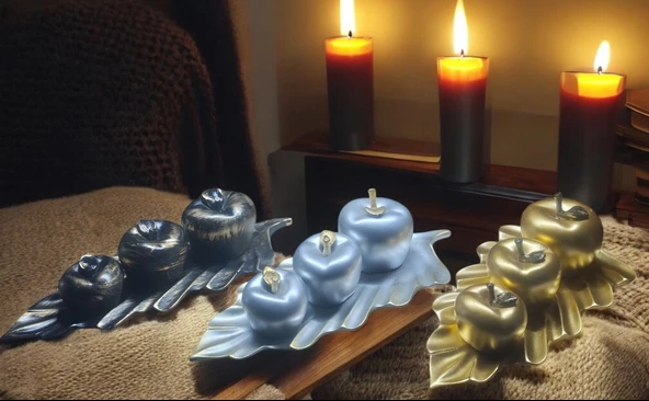 polyester,beyaz 3lü elma  biblosu - Resim 5