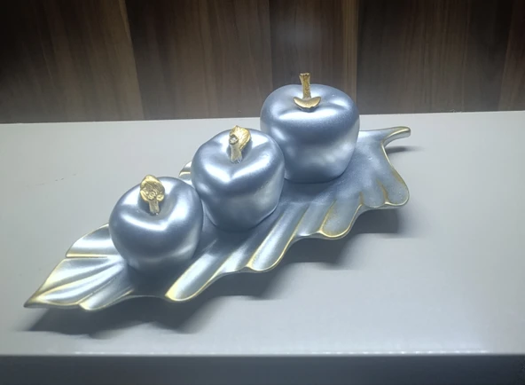 polyester,beyaz 3lü elma  biblosu - Resim 4