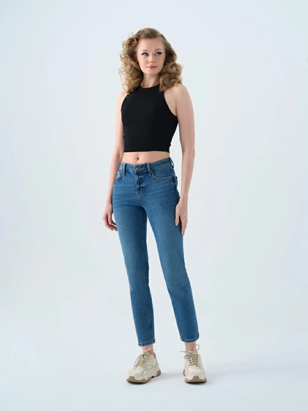 Loft Elena Emıly Mıd Blue Wash Kadın Jean Pantolon LF2037060