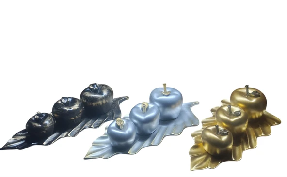 polyester,beyaz 3lü elma  biblosu - Resim 3