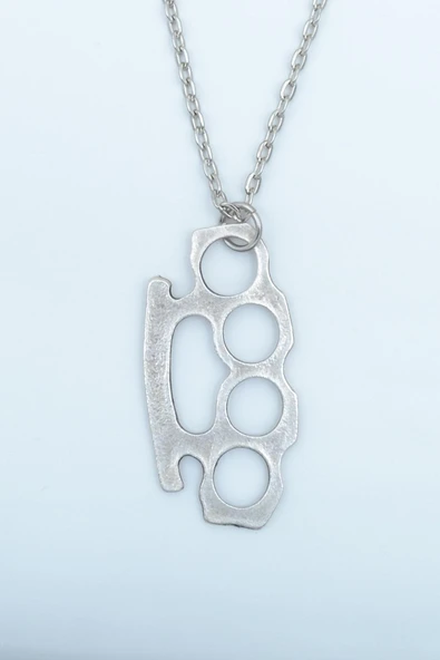 Muşta Gümüş Kaplama Düz Zincir Kolye ürün görseli 1