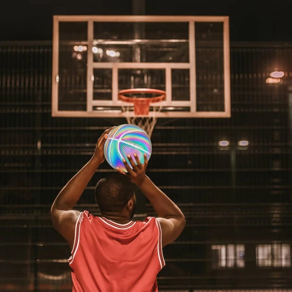 Reflektörlü Basketbol Topu Yüksek Kaliteli Hologramlı Gece Parlayan Basketbol Top - 6