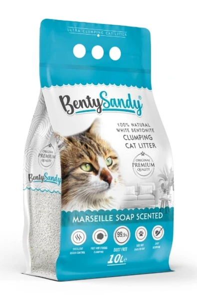 Hs Tarım BentySandy Marsilya Sabunu Kokulu Topaklanan İnce Taneli Kedi Kumu 10L