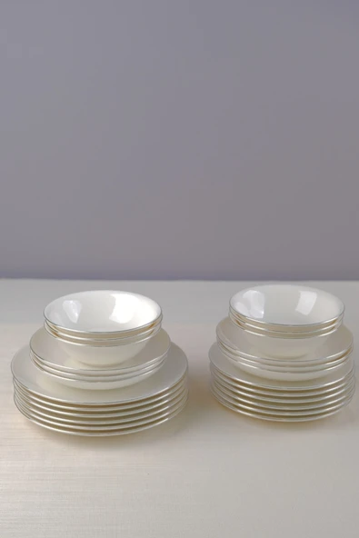 Tabak Evi Chic Platin Porselen Yemek Takımı 24 Parça 6 Kişilik - 7