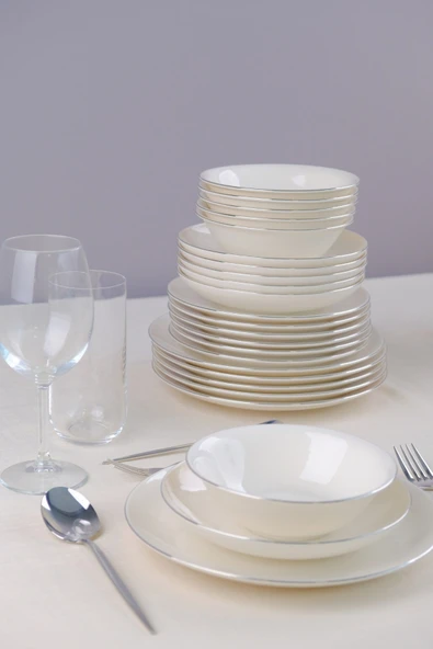 Tabak Evi Chic Platin Porselen Yemek Takımı 24 Parça 6 Kişilik - 5