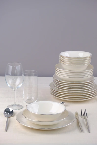 Tabak Evi Chic Platin Porselen Yemek Takımı 24 Parça 6 Kişilik - 6