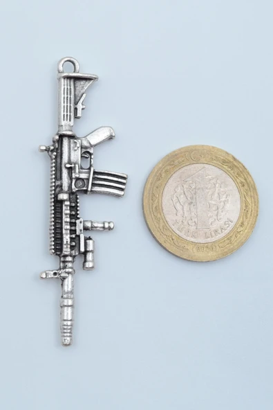 M4 Silah - Pubg Gümüş Kaplama Düz Zincir Kolye - Resim 4