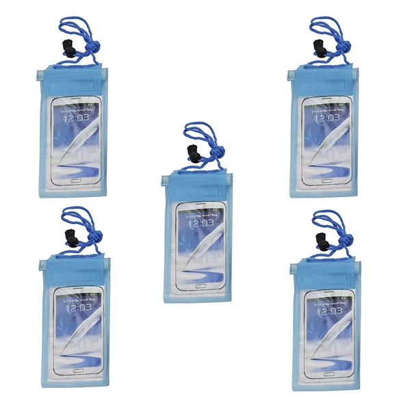 Su Geçirmez Telefon Kılıfı Buz Mavi 5 Adet