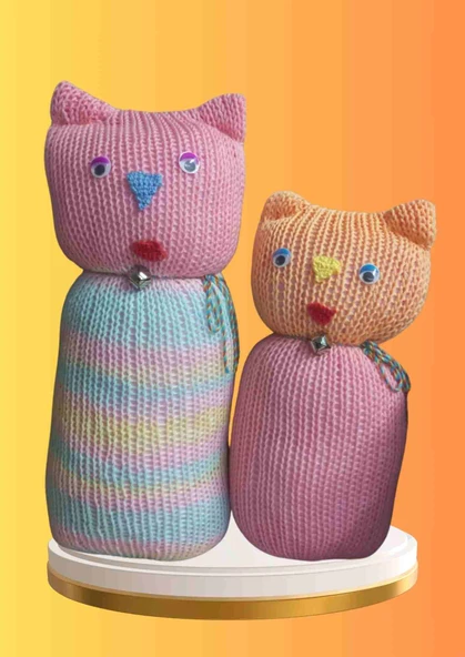 Tıkırık Örgü Yastık Uyku ve Oyun Arkadaşı Pofuduk&Şeker - 35 cm-45 cm