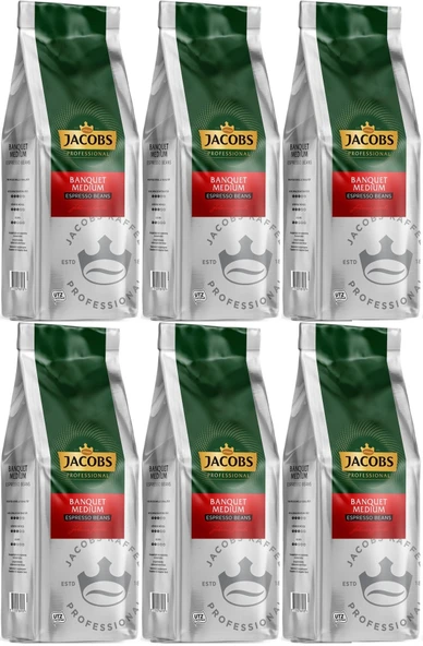 Jacobs Banquet Medium Çekirdek Kahve 1KG (Espresso Beans) (6 Lı Set)