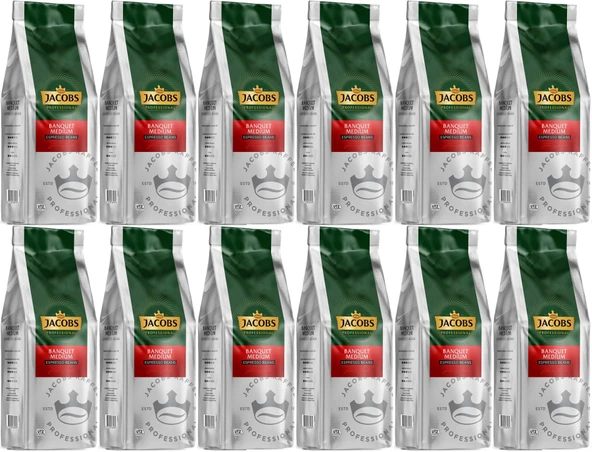 Jacobs Banquet Medium Çekirdek Kahve 1KG (Espresso Beans) (12 Li Set)