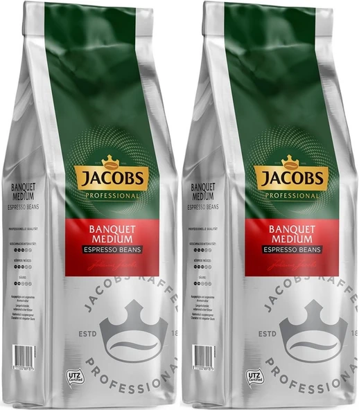 Jacobs Banquet Medium Çekirdek Kahve 1KG (Espresso Beans) (2 Li Set)
