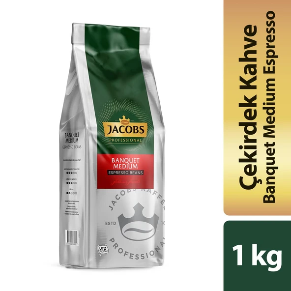 Jacobs Banquet Medium Çekirdek Kahve 1KG (Espresso Beans) (4 Lü Set) - 3
