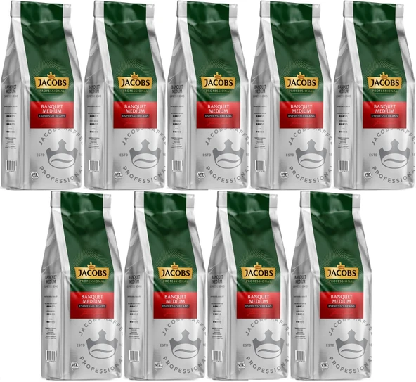 Jacobs Banquet Medium Çekirdek Kahve 1KG (Espresso Beans) (9 Lu Set)