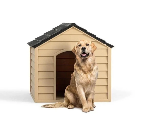 Omnipazar SY-5100 Dış Mekan Plastik Pet Köpek Kulubesi Kahve-Şampanya - 2