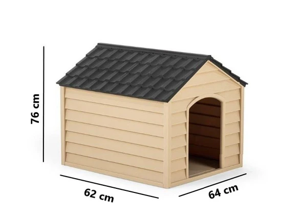 Omnipazar SY-5100 Dış Mekan Plastik Pet Köpek Kulubesi Kahve-Şampanya - 3