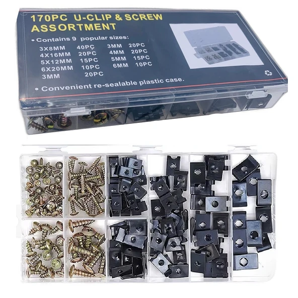 Yate10 170 Adet Otomobil Vidalı Klips Seti Kutulu