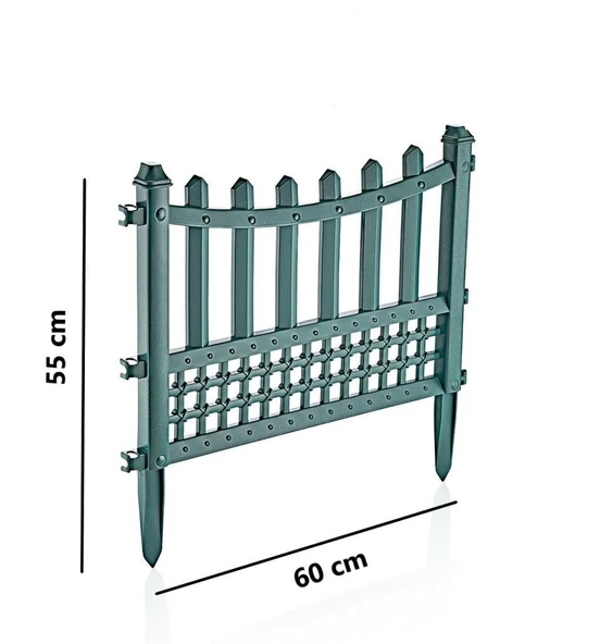 Omnipazar SY-5998 Elite Plastik Dekoratif Bahçe Çiti 4'lü Set 60x55 cm Yeşil - 2