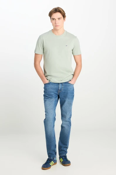 Regular Fit Patch Logo T-shirt Mint Green Mint Green XL - Resim 3