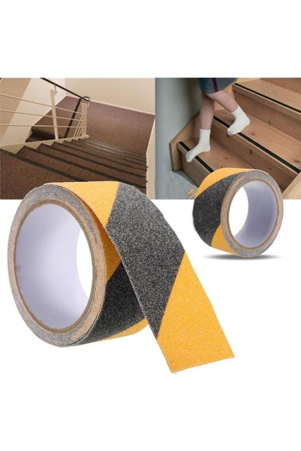 50 Mm * 15 M Kaydırmaz Bant Starline Sarı-Siyah X 5 Adet - 2