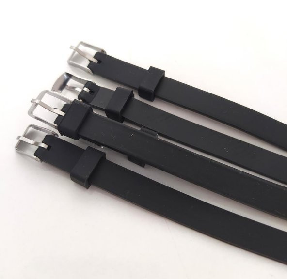 Bileklik 5 li Silikon Siyah 08 mm Ayarlanabilir Charm Takılabilen Bileklik - 3