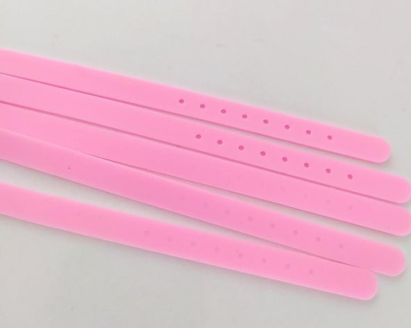 Bileklik 5 li Silikon Pembe 08 mm Ayarlanabilir Charm Takılabilen Bileklik - 2
